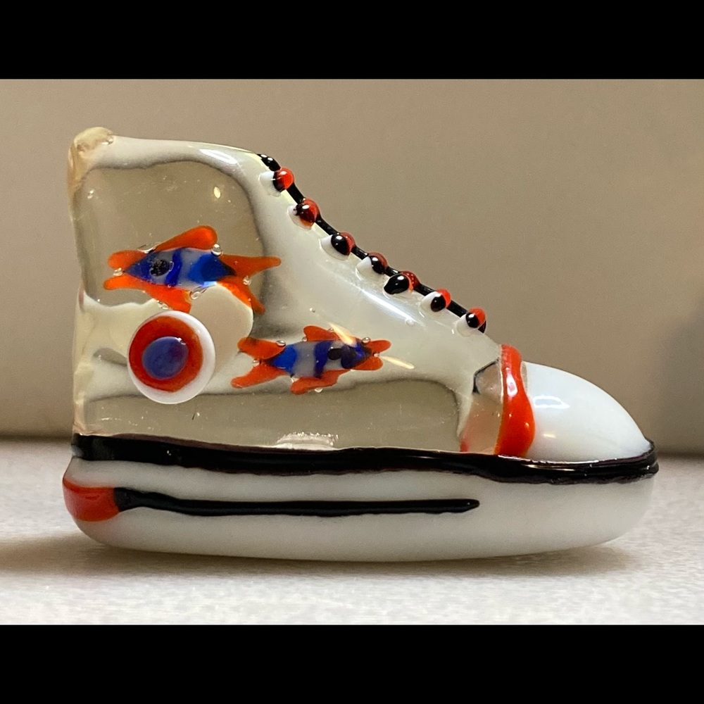 Global Village Blown Glass Tennis Shoe Fish.